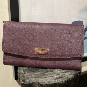 Eggplant Kate Spade wallet - 6in x 4in - keep in your purse or on its own